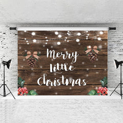 Lofaris Merry Chrismas Pinecone Grayish Brown Wood Backdrop