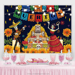 Lofaris Mexican Sugar Skull Flower Tombstone Fiesta Dress Party Backdrop