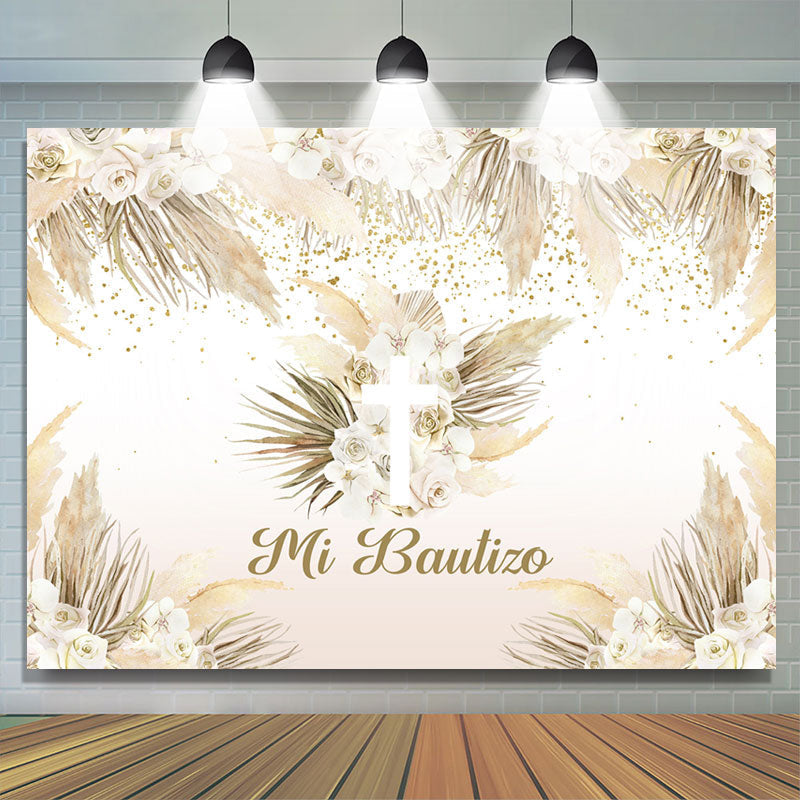 Lofaris Mi Bautizo Floral Themed Boho Baby Shower Backdrop