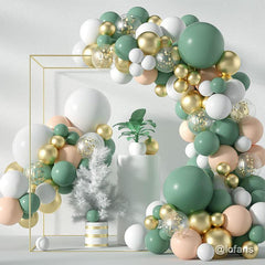 Lofaris Mint Green 117 Pack Balloon Arch Kit | DIY Party Decorations - White | Gold