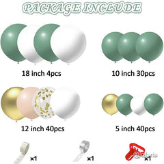 Lofaris Mint Green 117 Pack Balloon Arch Kit | DIY Party Decorations - White | Gold