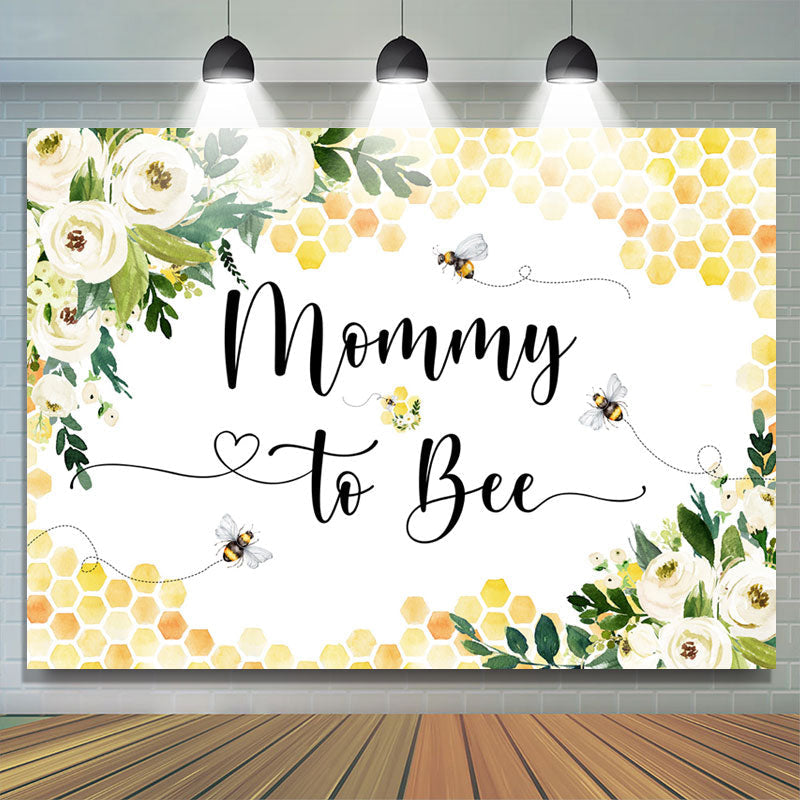 Mommy To Bee Lovely Heart Flower Baby Shower Backdrop – Lofaris