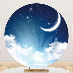 Lofaris Moon And Cloud Star Light Round Baby Shower Backdrop