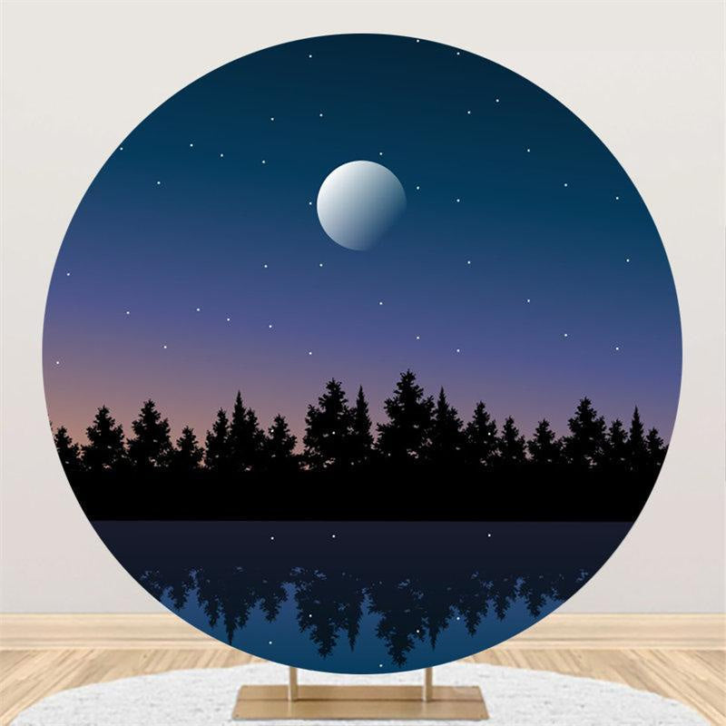 Lofaris Moon And Star Forest Night Round Birthday Backdrop