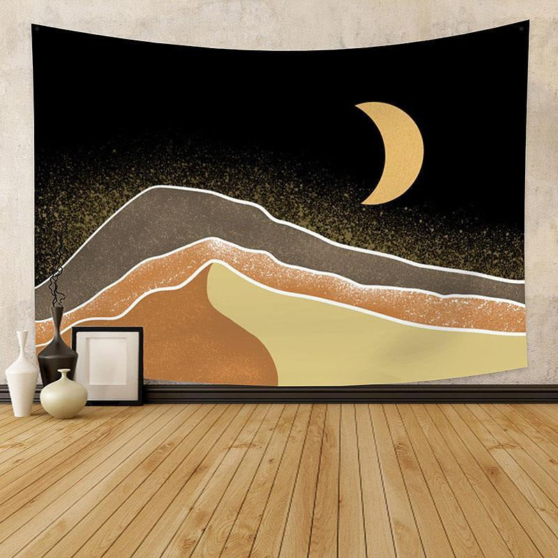 Lofaris Moon Mountain Painting Style Still Life Wall Tapestry