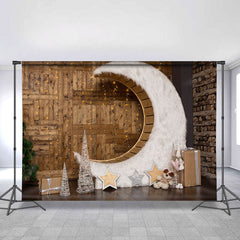 Lofaris Moon Wooden Lights Christmas Photoshoot Backdrops