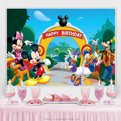 Lofaris Mouse And Friends Clubhouse Happy Birthday Backdrop For Kid