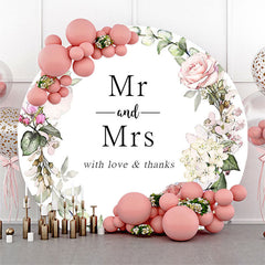 Lofaris Mr And Mrs Floral White Round Thanksgiving Day Backdrop