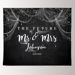 Lofaris Mr And Mrs Spider Web All Black Halloween Backdrop