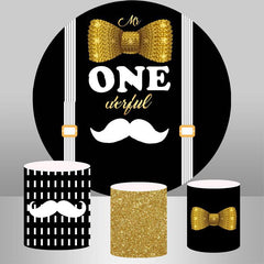 Lofaris Mr.One Derful Black And White Round Birthday Backdrop