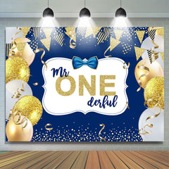 Lofaris Mr. One Derful Gold And Blue Ballon Birthday Backdrop