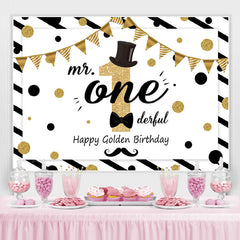 Lofaris Mr. Onederful 1St Birthday Glitter Gold Dots Backdrop