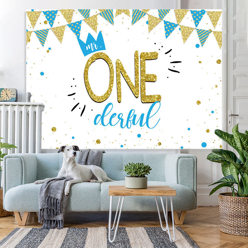 Boys 1st Birthday Decoration Mr. Onederful Birthday Party Supplies 1st  Happy Birthday Backdrop Photography Background with Balloons for Baby  Toddler Little Man First Birthday Decor (Blue and Gold) 