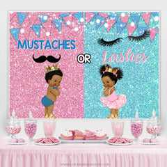 Lofaris Mustaches and Lashes Glitter Gender Baby Shower Backdrop