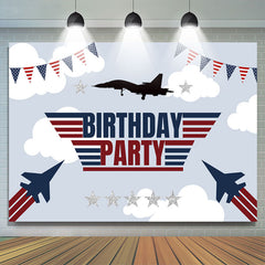 Lofaris National Flag Flight Plane Happy Birthday Backdrop