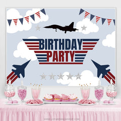 Lofaris National Flag Flight Plane Happy Birthday Backdrop