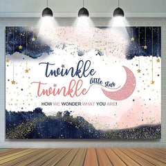 Lofaris Navy Blue Blush Pink Twinkle Little Star Gender Reveal Backdrop