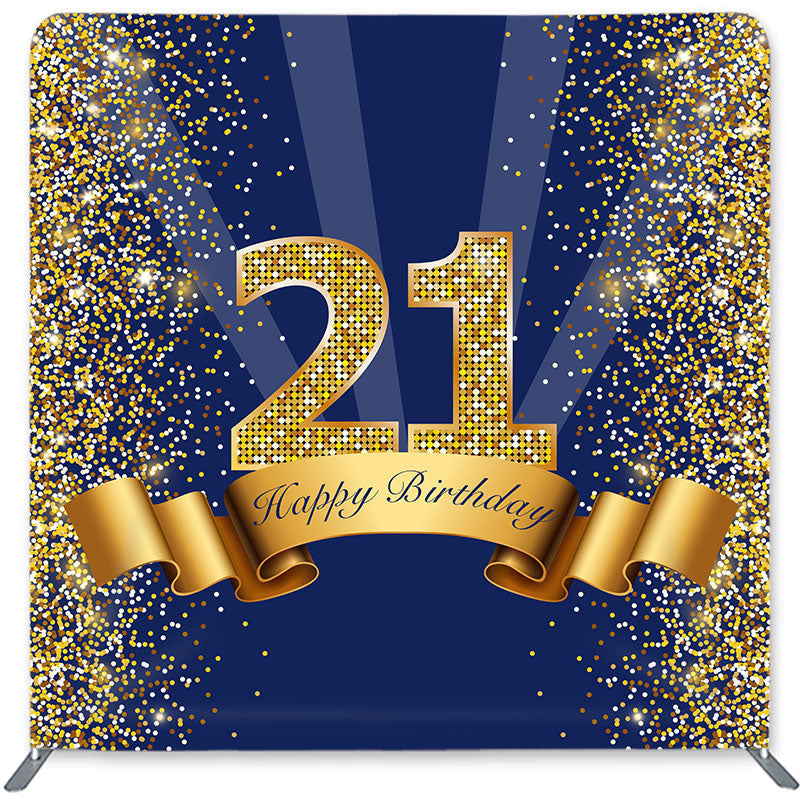 Lofaris Navy Blue Glitter Double-Sided Backdrop for Birthday