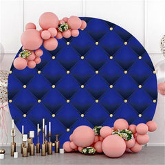 Lofaris Navy Blue Gold Dot Circle Happy Birthday Backdrop