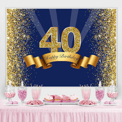 Lofaris Navy Blue Golden Glitter Happy 40Th Birthday Backdrop