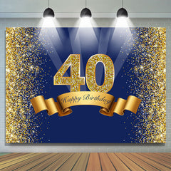 Lofaris Navy Blue Golden Glitter Happy 40Th Birthday Backdrop