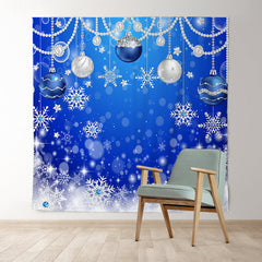 Lofaris Navy Blue Snowflake Christmas Ball Holiday Backdrop