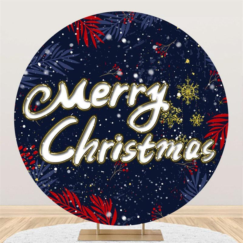 Lofaris Navy Blue Snowflake Round Merry Chrismas Backdrops