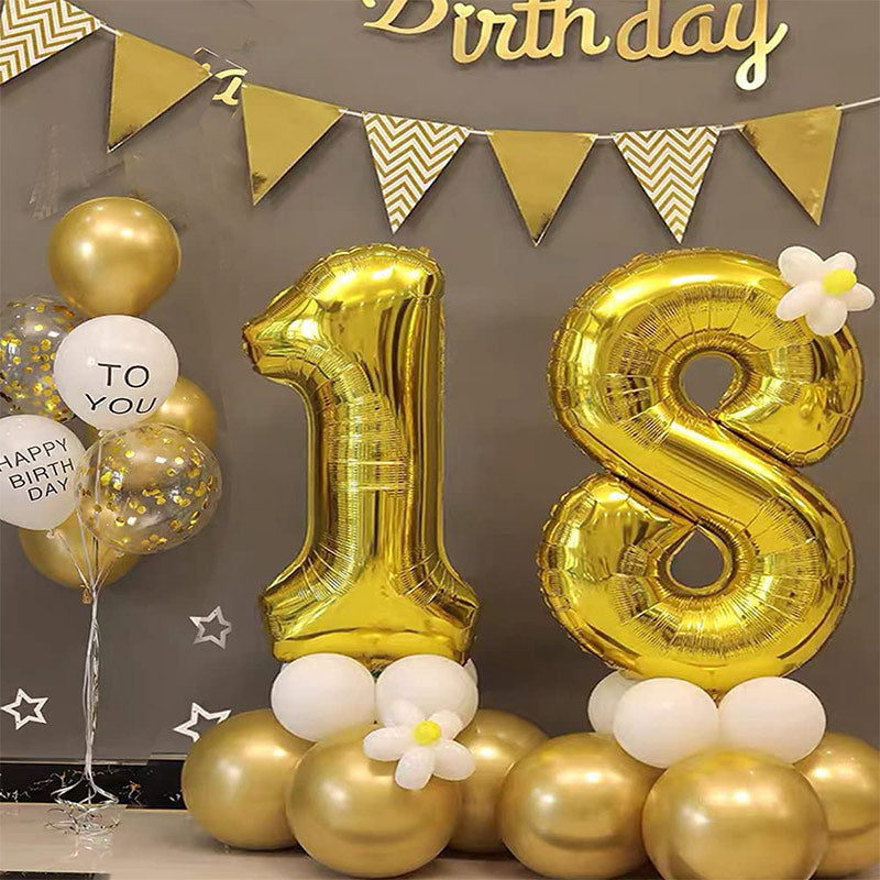 Lofaris Number 18 Balloons Gold 40 Inch Birthday Anniversary Events ...