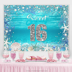 Lofaris Ocean Blue Shell Sweet 16 Birthday Party Backdrop