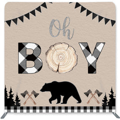 Lofaris Oh Baby Bear Wood Double-Sided Backdrop for Shower