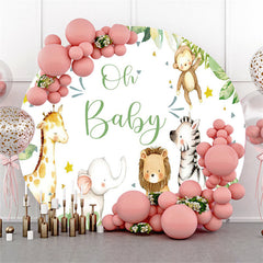 Lofaris Oh Baby Cute Animal In Leaves Round Shower Backdrop