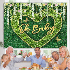 Lofaris Oh Baby Floral Greeny Heart Gender Reveal Banner