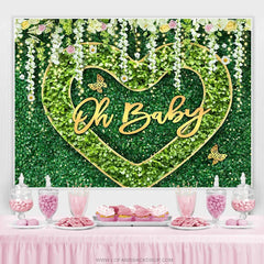 Lofaris Oh Baby Floral Greeny Heart Gender Reveal Banner