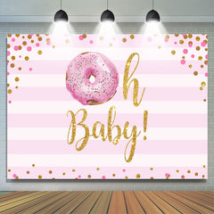 Lofaris Oh Baby Glitter Pink Donut Girls Shower Backdrop