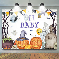 Lofaris Oh Baby Halloween Pumpking Theme Shower Backdrop