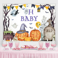 Lofaris Oh Baby Halloween Pumpking Theme Shower Backdrop