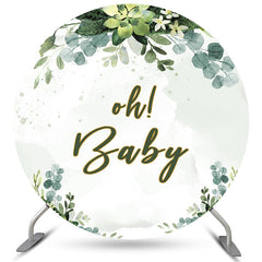 Lofaris Oh Baby Light Green Leaves Round Shower Backdrop