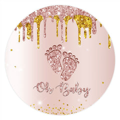 Lofaris Oh Baby Rose Gold Glitter Feet Round Shower Backdrop