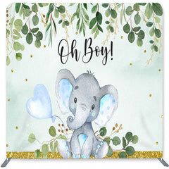 Lofaris Oh Boy Blue Elehant Double-Sided Backdrop for Baby Shower