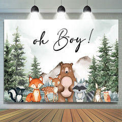 Lofaris Oh Boy Forest Animals Spruce Baby Shower Backdrop