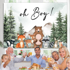 Lofaris Oh Boy Forest Animals Spruce Baby Shower Backdrop