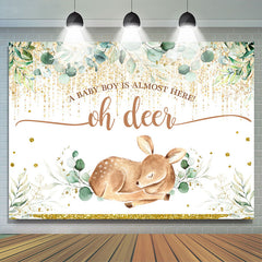 Lofaris Oh Deer A Boy Is Almost Here Baby Shower Backdrop