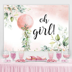 Lofaris Oh Girl Pink Ball Leaves Baby Shower Party Backdrop