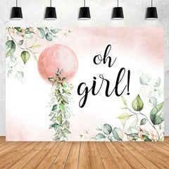 Lofaris Oh Girl Pink Ball Leaves Baby Shower Party Backdrop