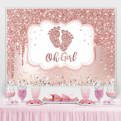 Lofaris Oh Girl Pink Glitter Baby Shower Backdrop For Party