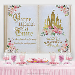 Lofaris Once Upon a Time Gold Castle Girls Birthday Backdrop