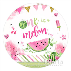 Lofaris One In A Melon Summer Round Happy Birthday Backdrop