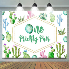 Lofaris One Prickly Pair Cactus Happy 1St Birthday Backdrop