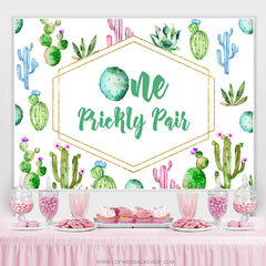 Lofaris One Prickly Pair Cactus Happy 1St Birthday Backdrop