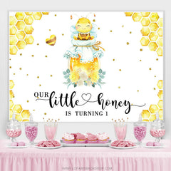 Lofaris Our Little Honey Is Turning 1 Happy Birthday Backdrop